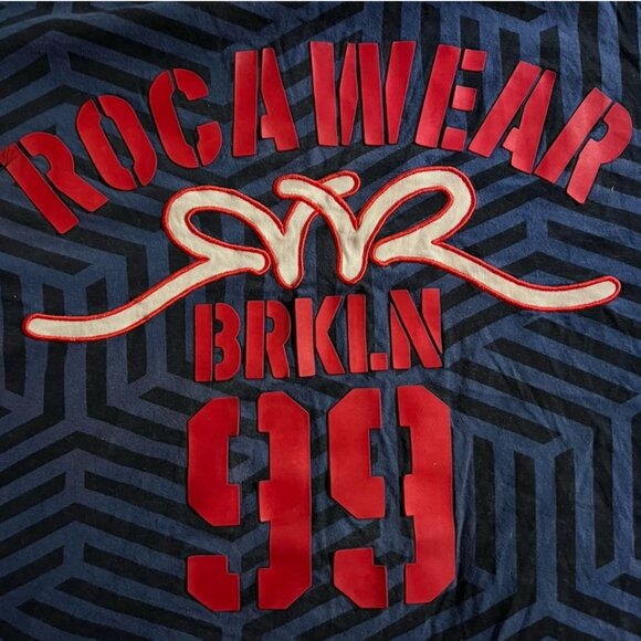 Rocawear Shirt Mens 4XL Blue/ RED tee Adult XXXXL Baggy 4XB Jay-Z y2k 2000s - Picture 3 of 7